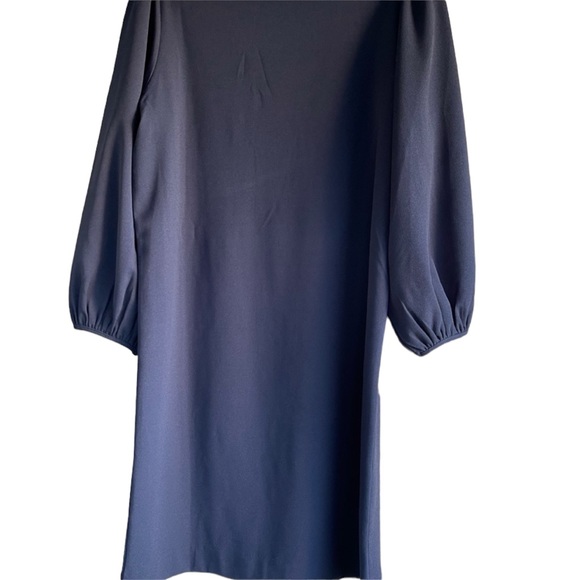 Ann Taylor Factory Sheath Dress in Navy Blue w/Floral 3/4 Bell Sleeves Size MP - Picture 10 of 17